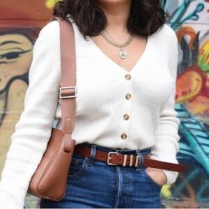 Naadam cashmere ribbed cropped cardigan, size S